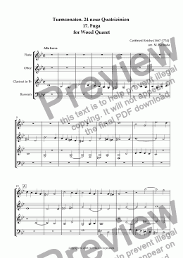 page one of Turmsonaten. 24 neue Quatrizinien 17. Fuga for Wood Quartet