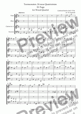 page one of Turmsonaten. 24 neue Quatrizinien 18. Fuga for Wood Quartet