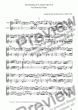 page one of Six Sonatas No.6 for Flute and Violin Op.51