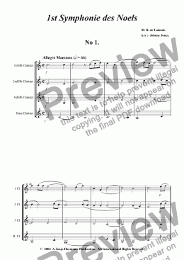 page one of 1st Symphonie des Noels   (Clarinet Quartet, Christmas Festival)