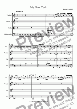 page one of My New York [String Quartet]