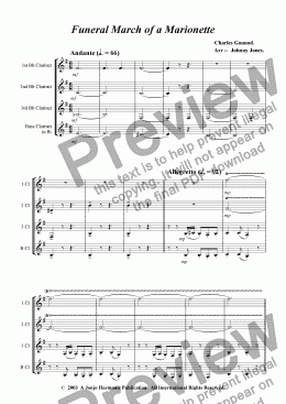 page one of Funeral March Of A Marionette  (Clarinet Quartet)
