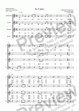 page one of Se Canto  SATB