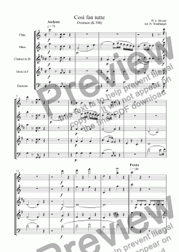 page one of Cosi fan tutte: Overture