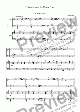 page one of Divertimento for Piano Trio