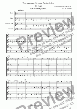 page one of Turmsonaten. 24 neue Quatrizinien 21. Fuga for Wood Quartet