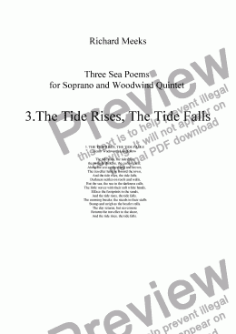 page one of Three Sea Poems for Soprano and Woodwind Quintet 3. The Tide Rises, the Tide Falls