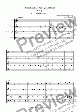 page one of Turmsonaten. 24 neue Quatrizinien 23. Fuga for Wood Quartet