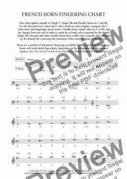 page one of French Horn Fingering Chart