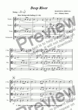 page one of Deep River   (String Quartet)