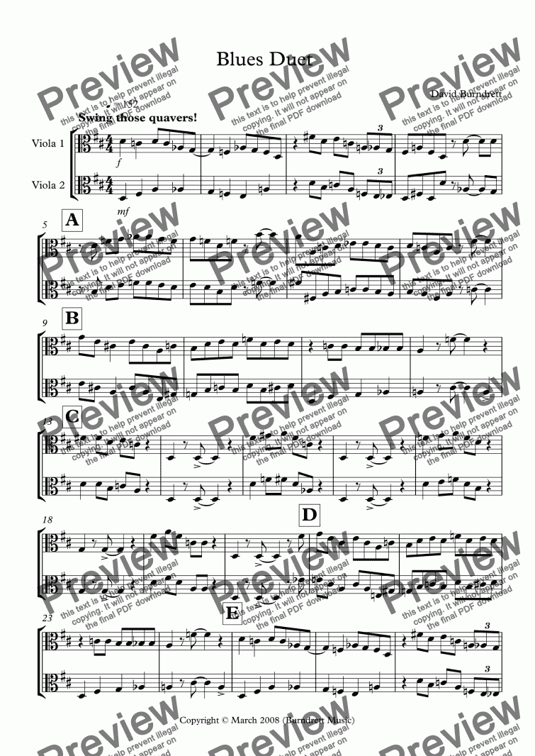 page one of Blues Duet for Viola