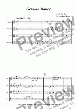 page one of German Dance   (String Quartet)