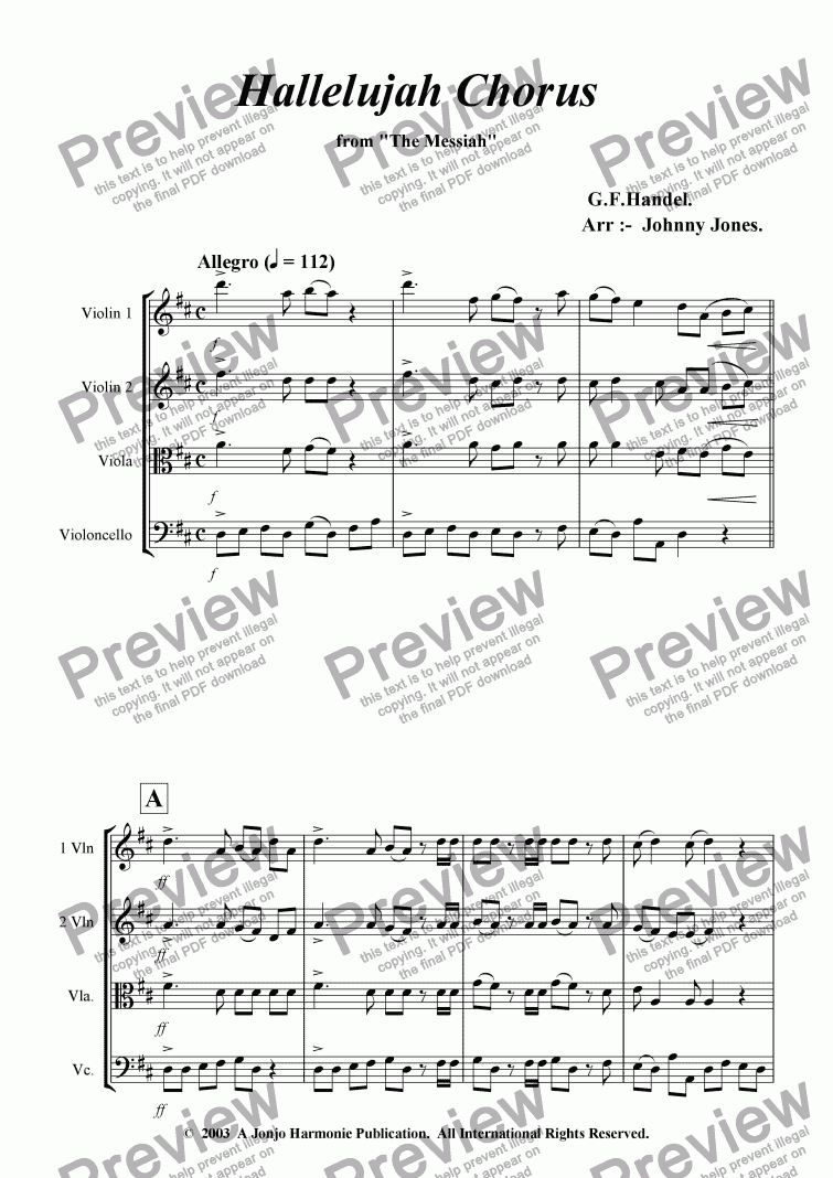 page one of Hallelujah Chorus  from  "Messiah"