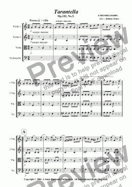 page one of Tarantella  (Op.102, No5. String Quartet)
