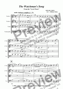 page one of Watchman's Song The   (String Quartet)