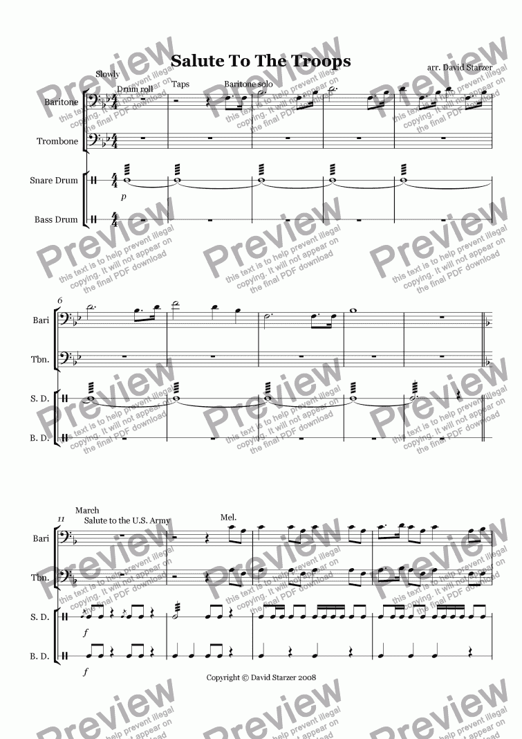 page one of Salute To The Troops (Low Brass Duet)
