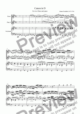 page one of Canon in D & Gigue (Pachelbel) duet & kbd