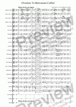 page one of BRASS BAND - Overture to Benvenuto Cellini H76 (Op.23)