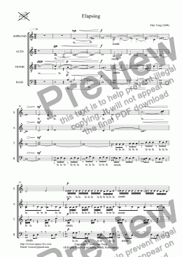 page one of Elapsing (SATB div, A Cappella)