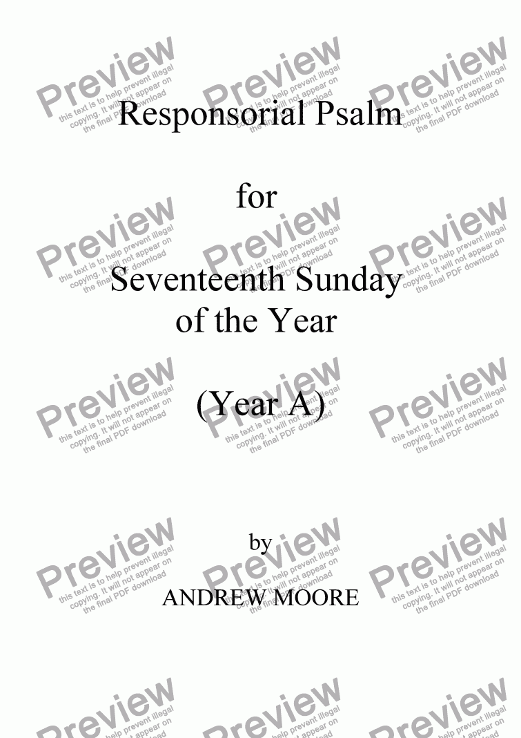 page one of Seventeenth Sunday of the Year (A)