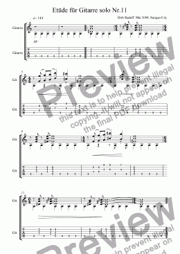 page one of Etüde Nr.11 für Gitarre solo