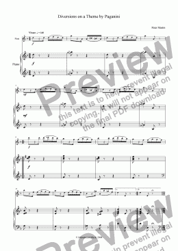 page one of Diversions on a Theme by Paganini - Flute & Piano