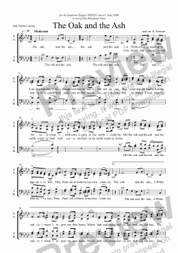 page one of The Oak and the Ash (a capella)