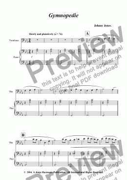 page one of Gymnopedie   (Trombone and Piano)