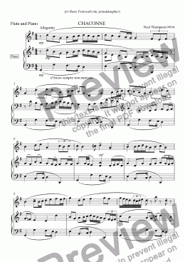 page one of Chaconne for flute (or violin) and piano: revised version