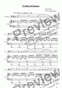 page one of Liebestraume   (Trombone and Piano)