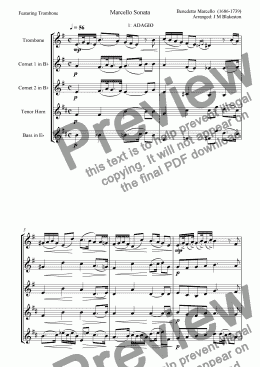 page one of Marcello Sonata (Trombone feature)