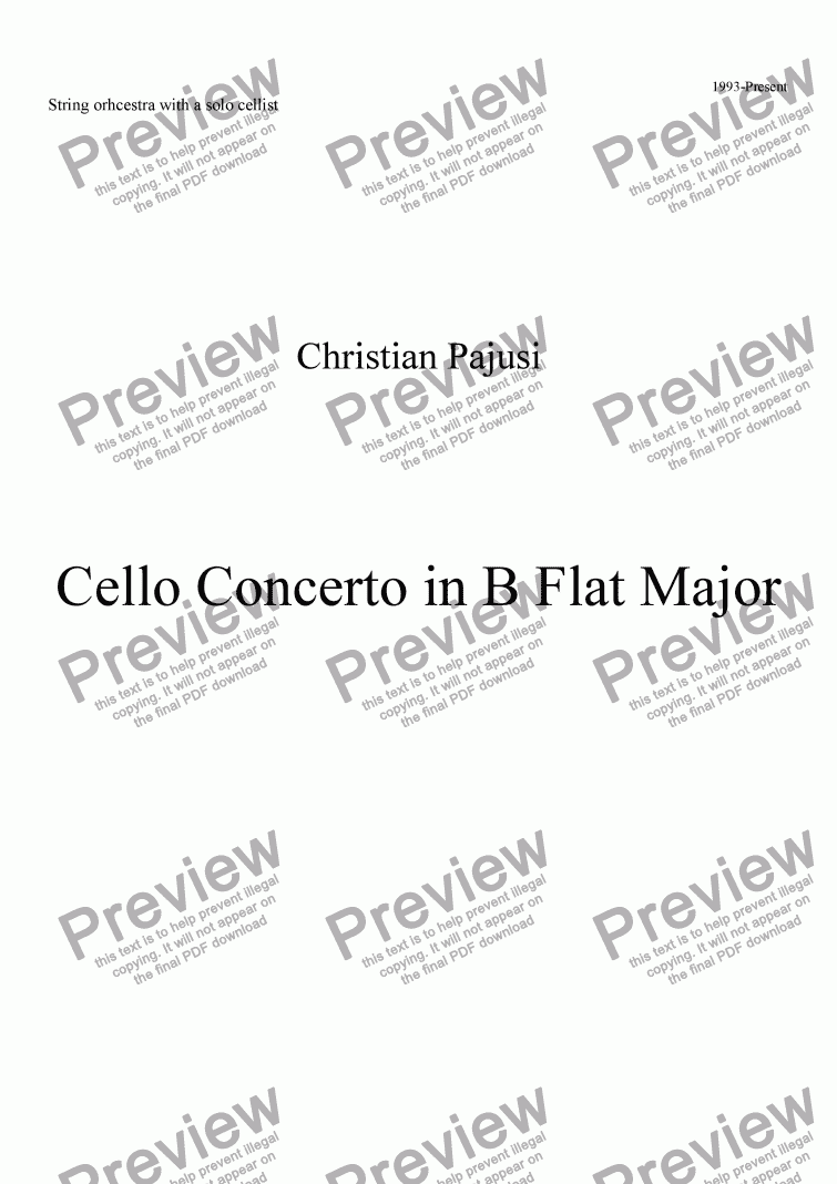 page one of Cello Concerto in B Flat Major