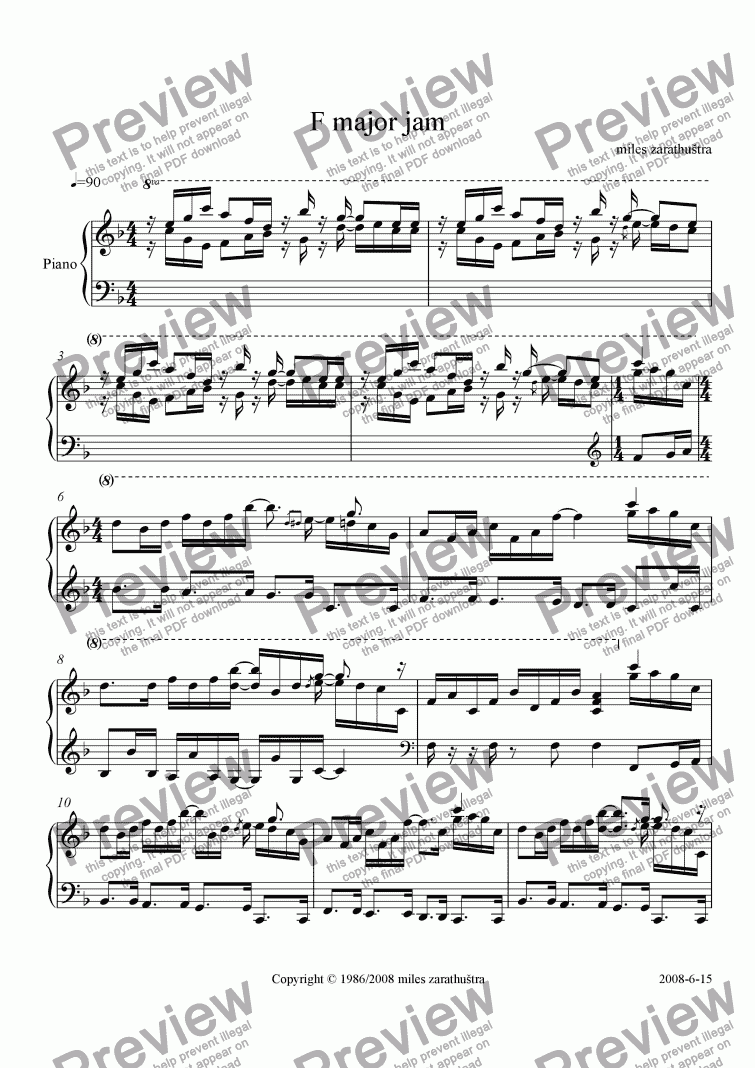 page one of F major jam