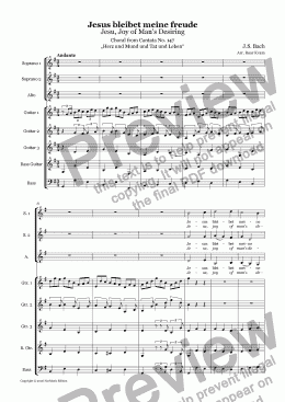 page one of Bach: Jesu, Joy of Man’s Desiring (SSA Choir and Guitar Ensemble)