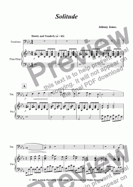 page one of Solitude   (Trombone and Piano)