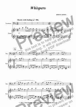 page one of Whispers   (Trombone and Piano)