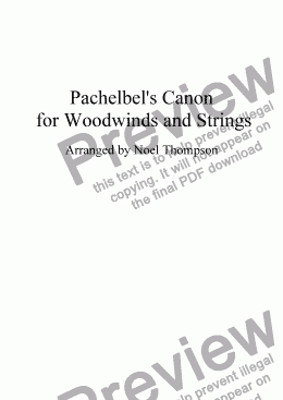 page one of Pachelbel's Canon for Woodwinds and Strings