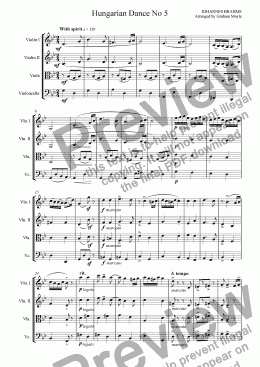 page one of Hungarian Dance No 5