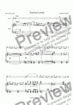 page one of ’Summer’s Pride’ for Bassoon & piano