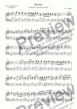 page one of Music for the Royal Fireworks - Bouree