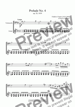 page one of Prelude No. 4 & 7 for cello and guitar