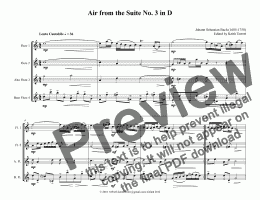page one of Air from the Suite No. 3 in D for Flute Quartet