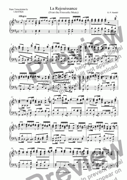 page one of Music for the Royal Fireworks - La Rejouissance