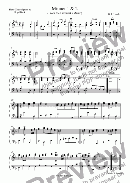 page one of Music for the Royal Fireworks - Minuet 1 and 2