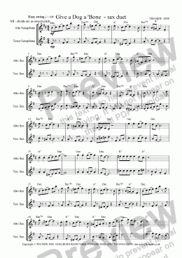 page one of Give a Dog a ’Bone - sax duet