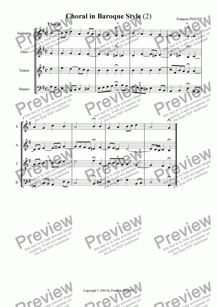 page one of Choral in Baroque Style N� 2