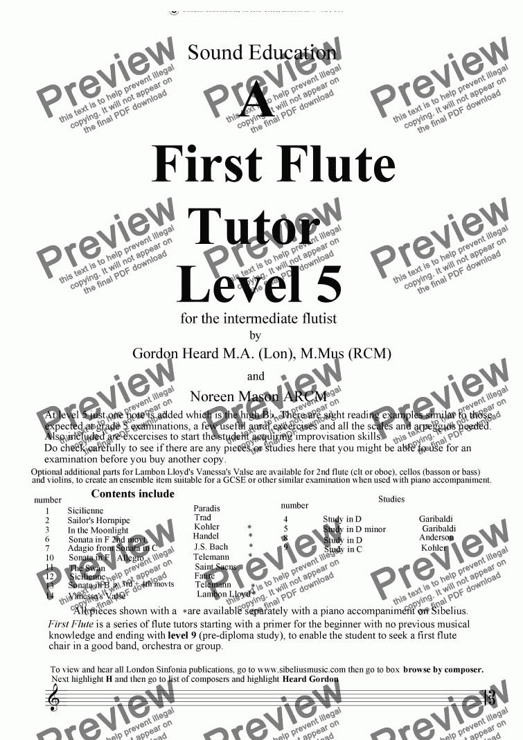 page one of A 1st  Flute Tutor Level 5