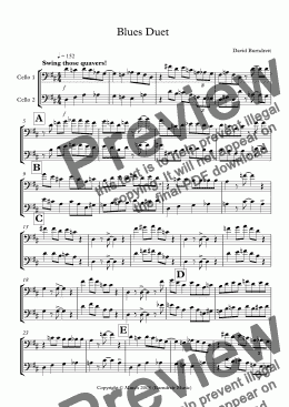page one of Blues Duet for Cello