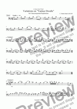 page one of Variations on "Yankee Doodle" for Solo Euphonium