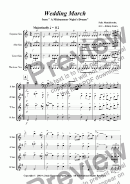 page one of Wedding March  from "A Midsommer Nights Dream"